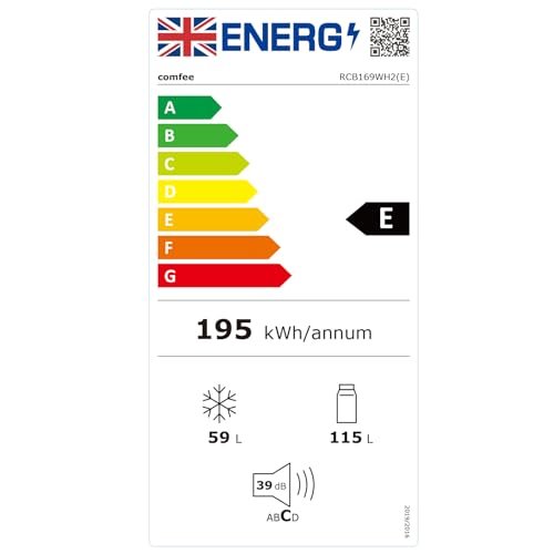 COMFEE' Freestanding Fridge Freezer 174 Litre RCB169WH2(E) Low Frost Fridge with Reversible Door Hinge - Energy Saving LED lights & Adjustable thermostat – Low Noise- White - Image 3