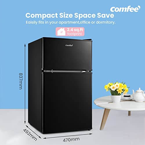 COMFEE' RCT87BL2(E) Under Counter Fridge Freezer, 87L Double Door Small Fridge Freezer with Light - Image 9