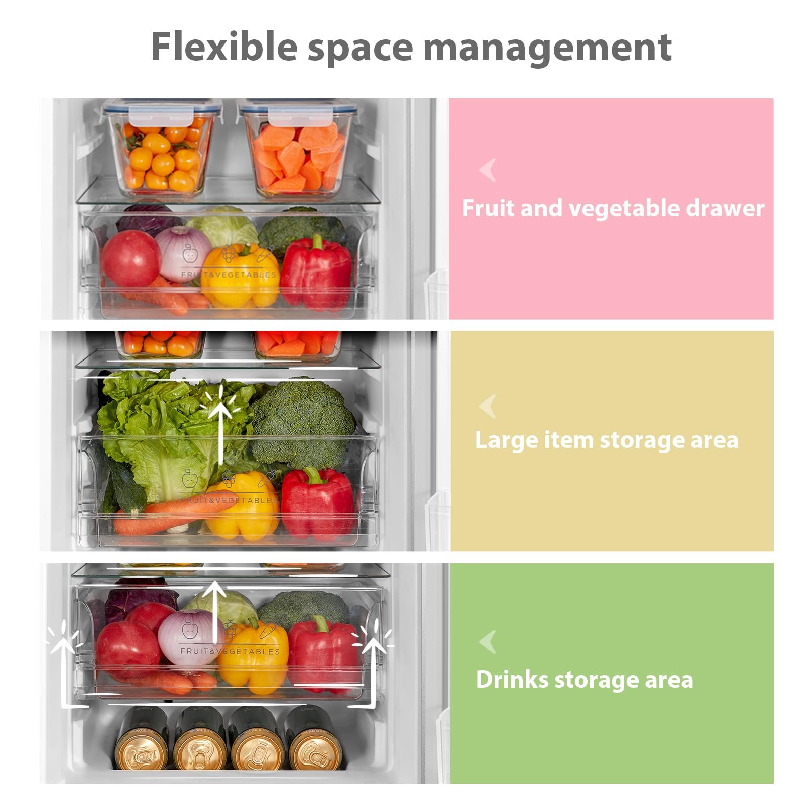 COMFEE' Freestanding Fridge Freezer 174 Litre RCB169WH2(E) Low Frost Fridge with Reversible Door Hinge - Energy Saving LED lights & Adjustable thermostat – Low Noise- White - Image 7