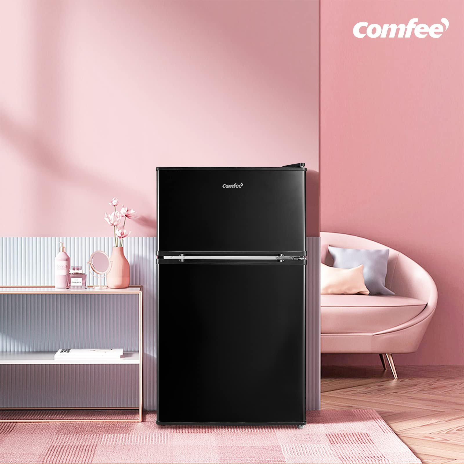 COMFEE' RCT87BL2(E) Under Counter Fridge Freezer, 87L Double Door Small Fridge Freezer with Light - Image 10