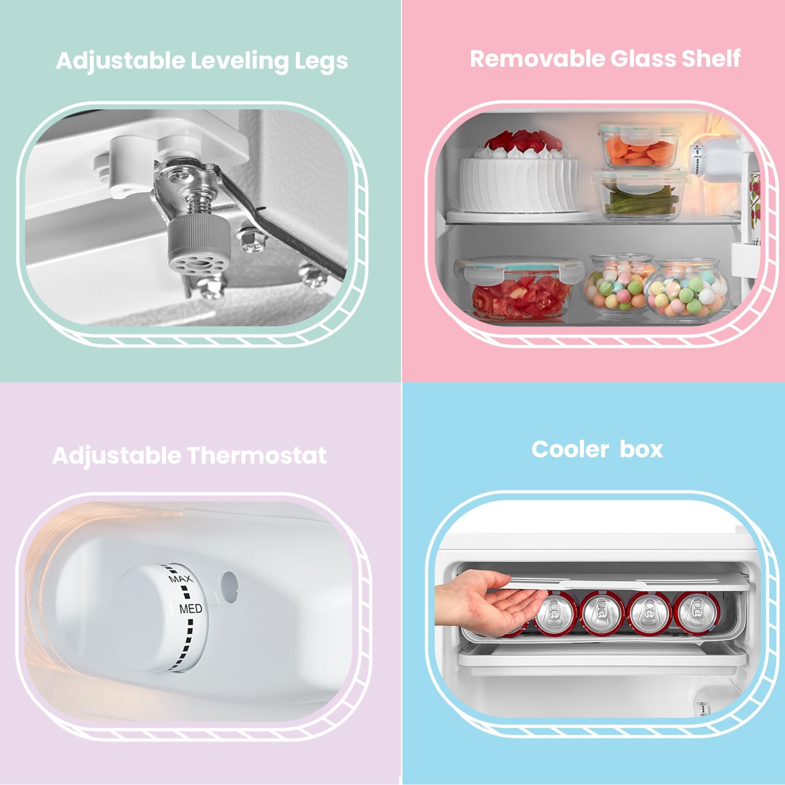COMFEE' RCD93WH2(E) Under Counter Fridge, 93L Small Fridge with Cooler Box, Interior Light - Image 5