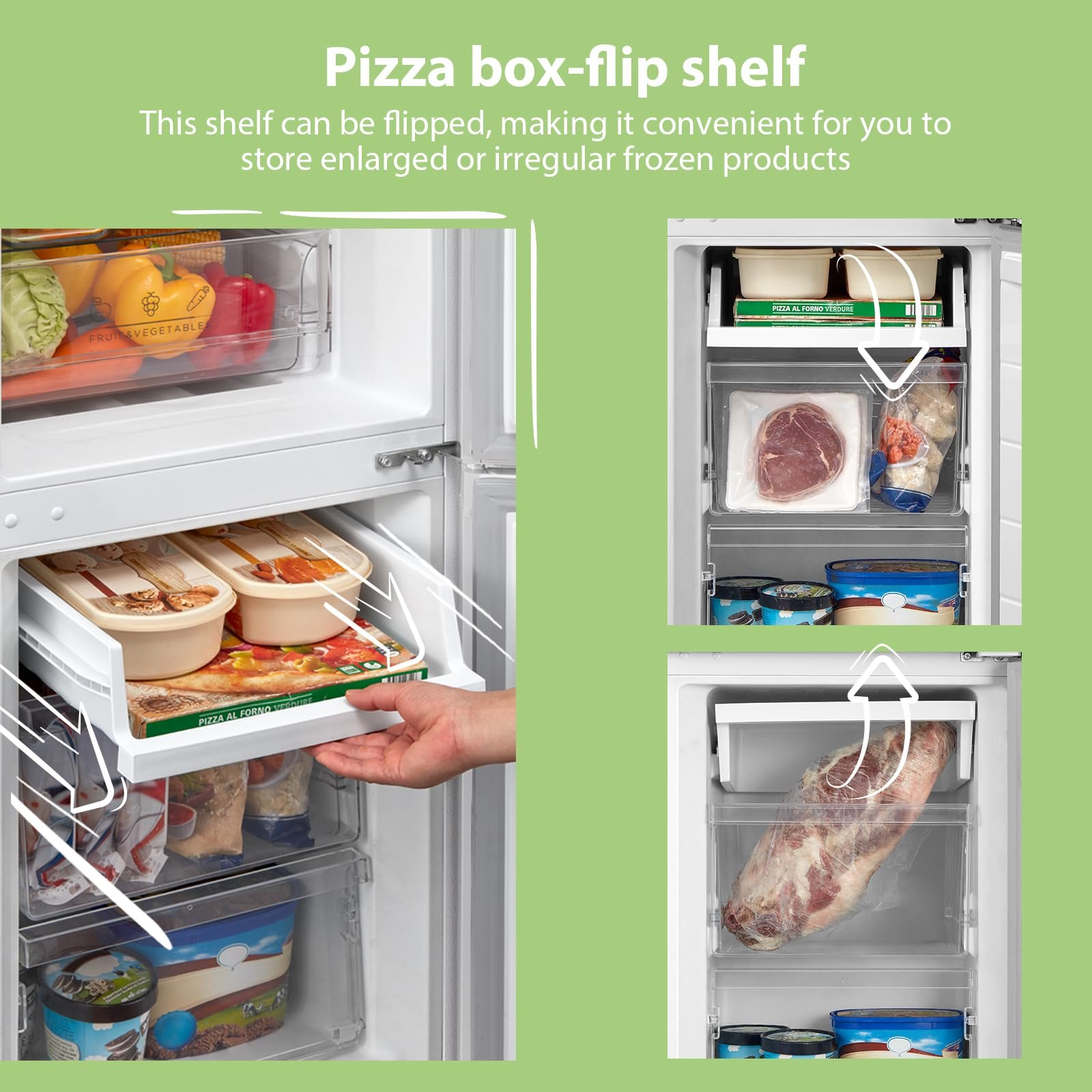 COMFEE' Freestanding Fridge Freezer 174 Litre RCB169WH2(E) Low Frost Fridge with Reversible Door Hinge - Energy Saving LED lights & Adjustable thermostat – Low Noise- White - Image 6