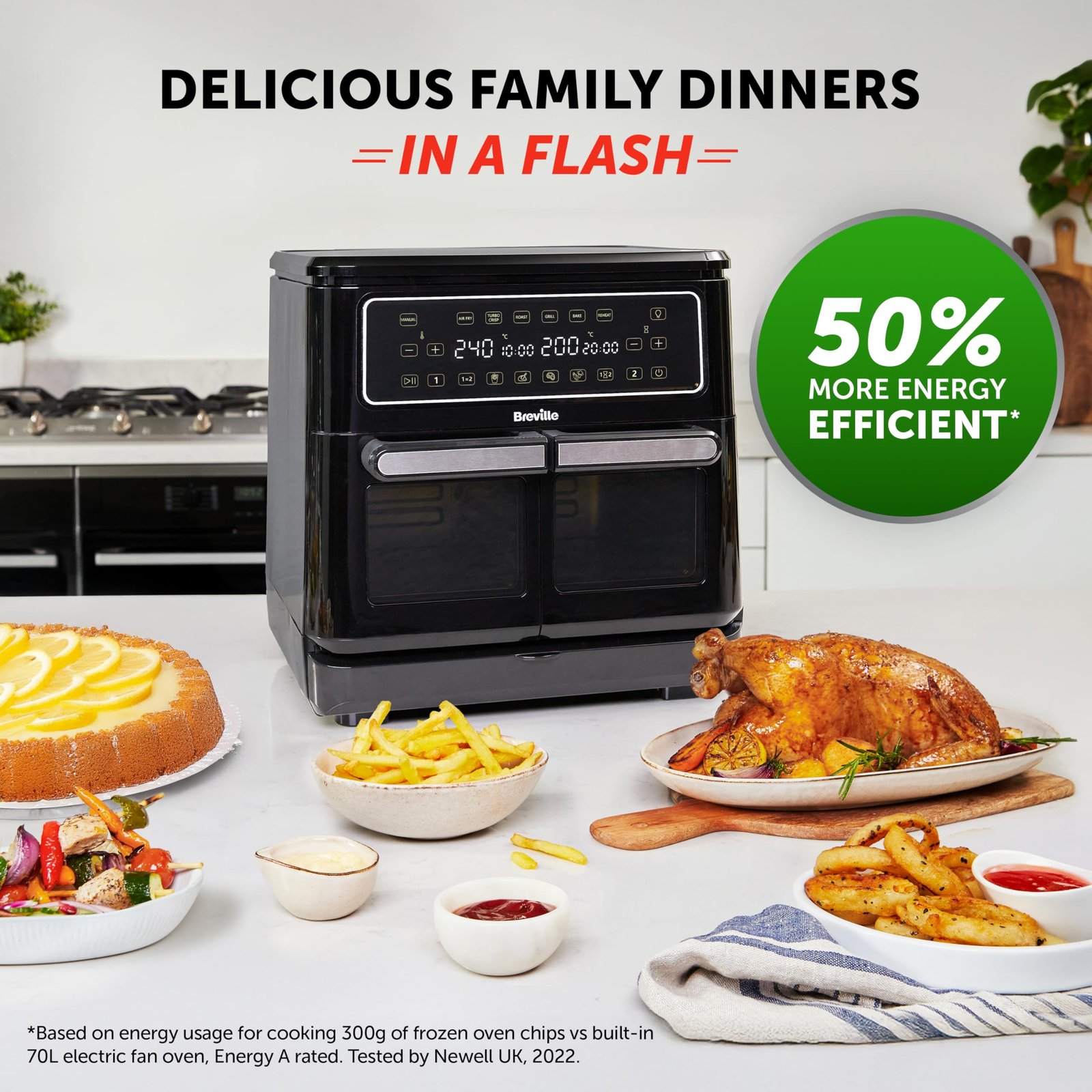 Breville Halo Flexi Air Fryer Digital Dual Air Fryer Oven 11L: Serves 10+ People FryBakeGrillRoast & Reheat 2400 W - Image 7