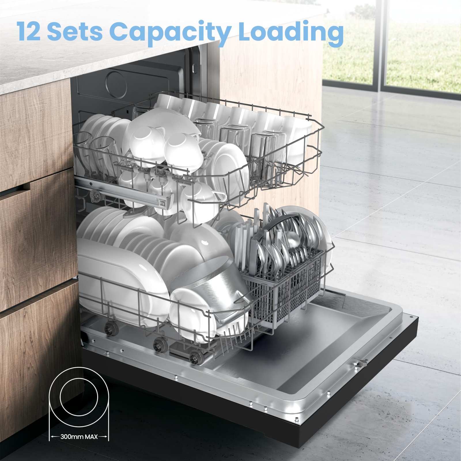 COMFEE' Freestanding Dishwasher CDWPF1201PB-UK 60cm Width, Full Size Dishwasher with 12 place settings - Image 8