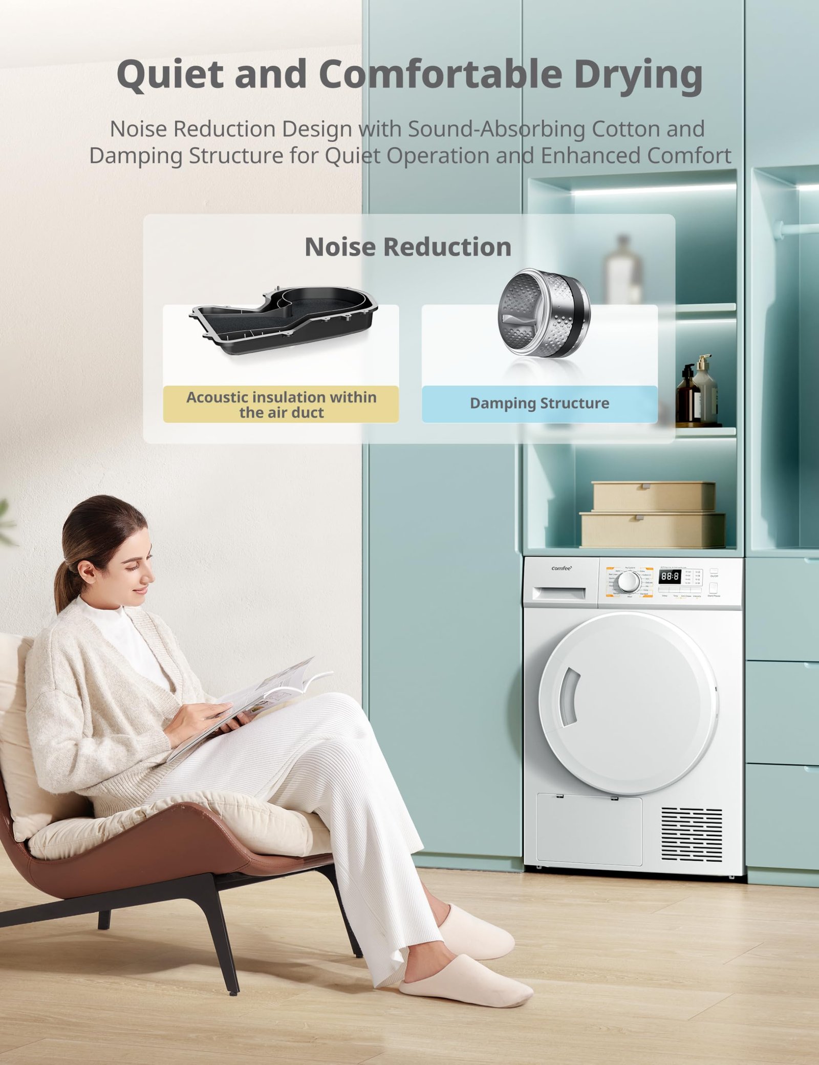 COMFEE' Freestanding Heat Pump Tumble Dryer,8kg Front Load, A+ Class, 16 Programmes - Image 5